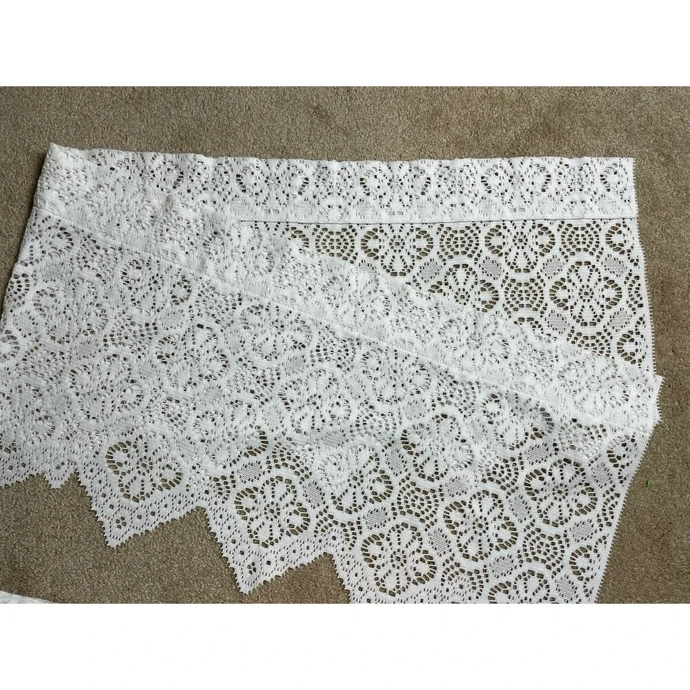 2 VTG Lace Curtain Valance White 58 X 15